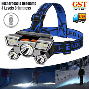 1/2pcs LED Head Torch Headlight CE Camping Headlamp USB Rechargeable Waterproof