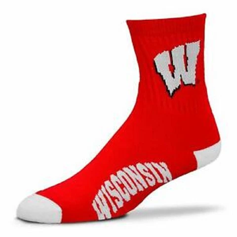 Wisconsin Badgers NCAA 501 Large Quarter Socks Team Colors Fits 10-13 Cover