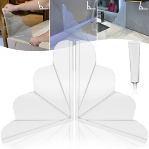 Silicone Shower Splash Guard XXL Clear Bathtub Corner Splash Guard Bathroom S... - Picture 1 of 7