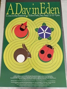 Póster artístico de Charley Harper 1988 “Un día en el Edén” Cincinnati - Imagen 1 de 1