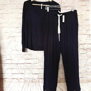 Soma Womens Sunday V Neck Knit Pajama Set Size M Black NWT - Picture 1 of 6