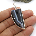 Unique Black Banded Agate Gemstone Handmade 925 Sterling Silver Pendant Jewelry