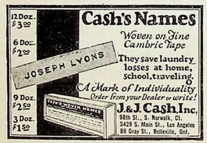 1928 J&J Cash Personalized Woven Name Tag Your Clothing Vintage 20s Print Ad - Picture 1 of 1