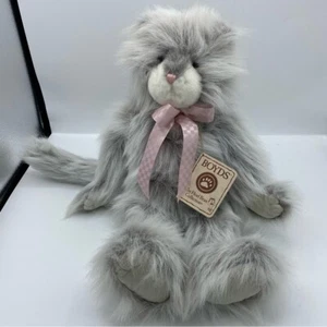 HTF Vintage Boyd's Bears 17" Caterina Purrsley Grey With Pink Ribbon NWT Cat - Picture 1 of 7