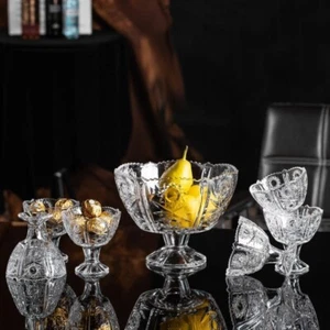 7Pcs Glass Bowls Set Glass Fruit Footed Salad Bowl Trifle Dessert Ice Cream - Picture 1 of 3