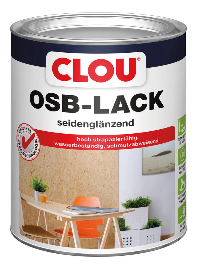 CLOU OSB Lack seidenglänzend 750ml Versiegelung Klarlack farblos für OSB Platten - Bild 1 von 1
