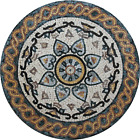 Mosaic Marble Colorful Entangled Ropes And Floral Medallion Design Floor