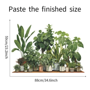 Tropical Greenery Potted Wall Stickers 3D Turtleback Leaf Decals For Wall Decor - Picture 1 of 4