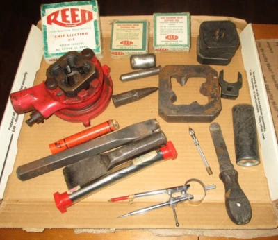 Vintage REED PIPE THREADER w 8 DIES & MISC  PIPEFITTER TOOLS *NIB & VGUC* - Image 1 of 4
