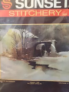 WINTER WASSERRAD Rahmen 14” x 18” 2429 Sunset Stitchery Kit Hallmark 1981 Schnee - Bild 1 von 12