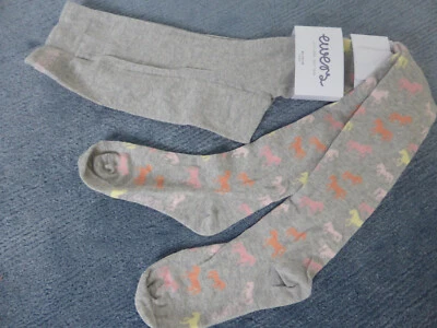 ewers Strumpfhose , hellgrau mit pastellfarbigen Pferden. NEU!!! - Bild 1 von 2