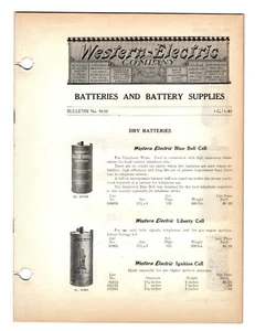 Western Electric Co. Bulletin #9650, Batteries and Battery Supplies, 1909-1913 - Picture 1 of 2