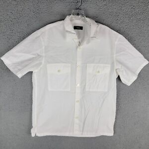 Theory Men's White Short-Sleeve Button-Down Shirt Size Medium