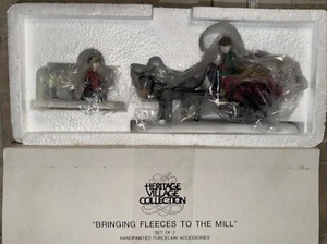 Dept 56 Bringing Fleeces to the Mill NEW Retired Dickens Village Set Of 2 Pc NIB - Picture 1 of 11