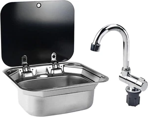 RV Caravan or Boat Stainless Steel Hand Wash Basin Sink with Folded Faucet Tempe - Picture 1 of 6