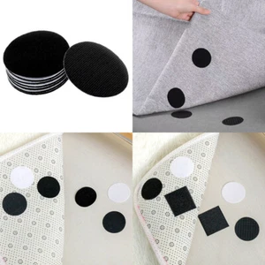 10Pc Round Fixed Sticky Hook Loop Pads Non-slip Holder for Sofa Bed Sheet Carpet - Picture 1 of 17
