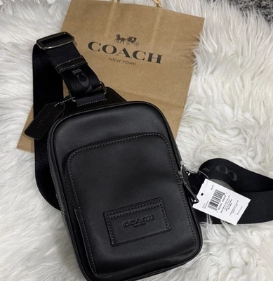 Coach Men's Leather Belt Bag Black Fanny Pack Sling Perfect for Free Hands New - Image 1 of 4
