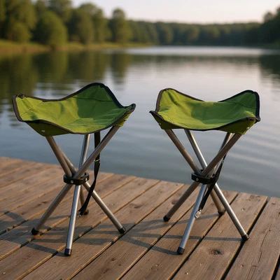 2 Klapphocker Set faltbar Angelhocker Campinghocker Festival Reise Hocker mobil - Bild 1 von 4