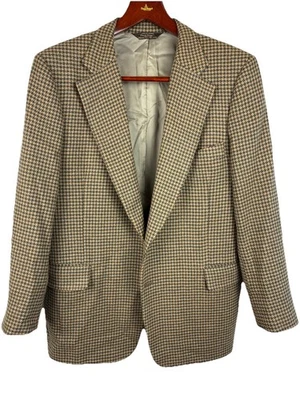 Paul Stuart 100% Camelhair Houndstooth Sport Coat Blazer Made in Canada 44R - Image 1 of 4