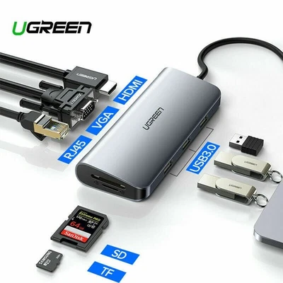 Ugreen USB C Hub Type C 3.1 Adapter Dock 4K HDMI VGA Converter for Macbook Pro - Image 1 of 4