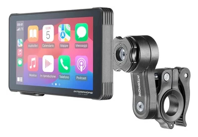 SYNC70E Display 7 Pollici Moto Carplay - Android - Attacco a Manubrio Tondo In - Immagine 1 di 3