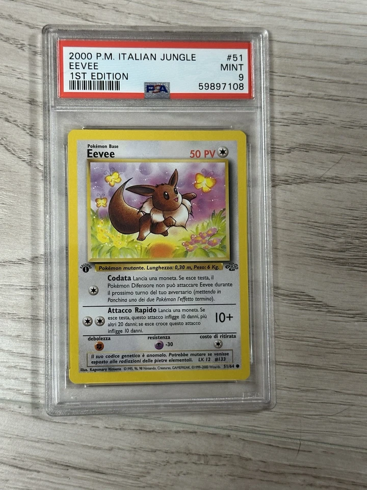 PSA 9 Mint 1st Edition 2000 Eevee #51 Jungle ITALIAN! Pokémon - Image 1 of 1