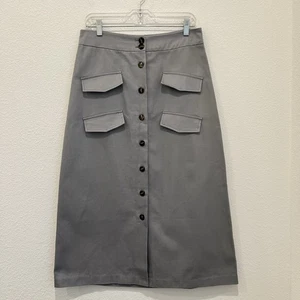 Gonna midi Anthropologie x Mare Mare Utility cotone bottoni linea A nuova senza etichette, taglia M - Foto 1 di 8