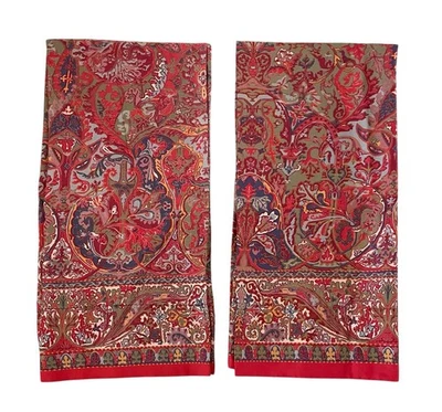 2 RARO RALPH LAUREN *GALAHAD Rojo ~KING SHAMS Satén Vintage Paisley Foto 1 de 4