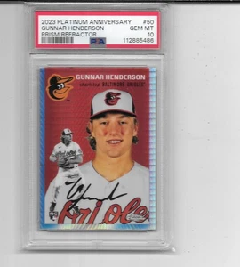 2023 TOPPS PLATINUM GUNNAR HENDERSON RC PRISM REFRACTOR GEM MINT PSA 10 ORIOLES - Picture 1 of 1