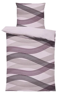 Bettwäsche 135x200 cm Welle Lavendel lila modern Biber Winter Flanell Baumwolle - Bild 1 von 6
