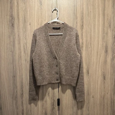 Cárdigan Jenni Kayne Lana Alpaca Novio Cuello en V Marrón Fresco Talla S Foto 1 de 4