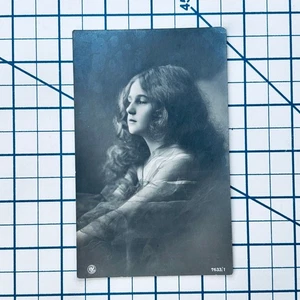 RPPC Vintage Black & White Portrait Postcard of Woman with Wavy Hair 7633/1 - Picture 1 of 3