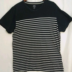 Camiseta Old Navy Para Hombre Grande Negra Blanca Rayas Manga Corta Cuello Redondo Informal - Imagen 1 de 9