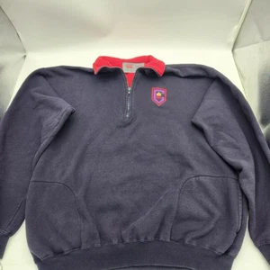VTG Canterbury Of New Zealand Sweatshirt Men XLT Blue Pockets 1/4 Zip Pullover - Picture 1 of 19