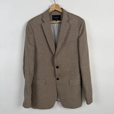 Banana Republic Linen Blazer 40L Tailored Fit Sportcoat Khaki Beige Surgeon Cuff - Image 1 of 4