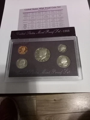 1988-S US Mint Proof Set 5 Coin Set OGP COA Original Government Packaging - Image 1 of 4