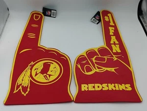 (2) New w/ Tag Washington Redskins NFL Large Foam #1 Fan Finger Hand Glove Mitt - Picture 1 of 3