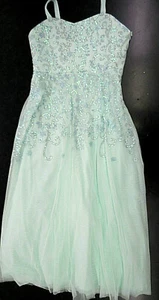 Girls My Michelle Mint Green & Gold Formal Gown Sizes 7 - 12 - Picture 1 of 6