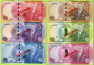 Tonga 2 5 10 20 50 100 Pa'anga ND(2015) P44s 45s 46s 47s 48s 49s UNC - Specimen - Picture 1 of 2