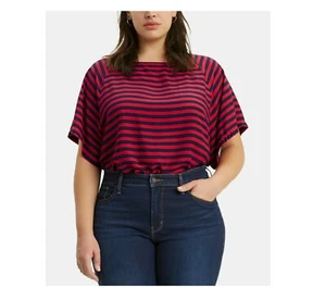 Levis Womens Plus 3X Red Navy Striped Raglan Sleeve Miranda TShirt Top NWT AF22 - Picture 1 of 5
