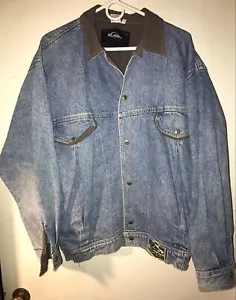 Vintage 1980s Surf Quicksilver QSD Salt Water Denim Coat Jacket Sz LARGE - Picture 1 of 9
