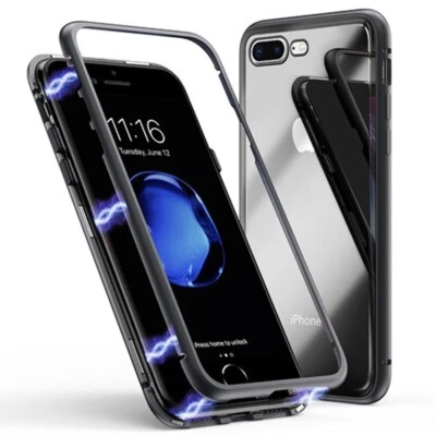 Transparent Metal Magnetic Absorption Case for iPhone 7/8/SE2/SE3 BLACK - Image 1 of 2