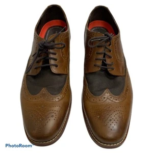 Rockport Wingtip Trutech Leather Canvas Insert H80044 Men's size 10.5 M Brown - Picture 1 of 9