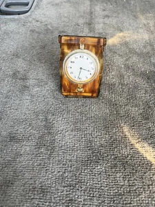 Rare Vintage 1950s Made In England Tortoiseshell Travel Clock - Picture 1 of 6