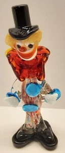Murano 9 Inch  Hand Blown Glass Clown, face and tie glows under black light  - Picture 1 of 6