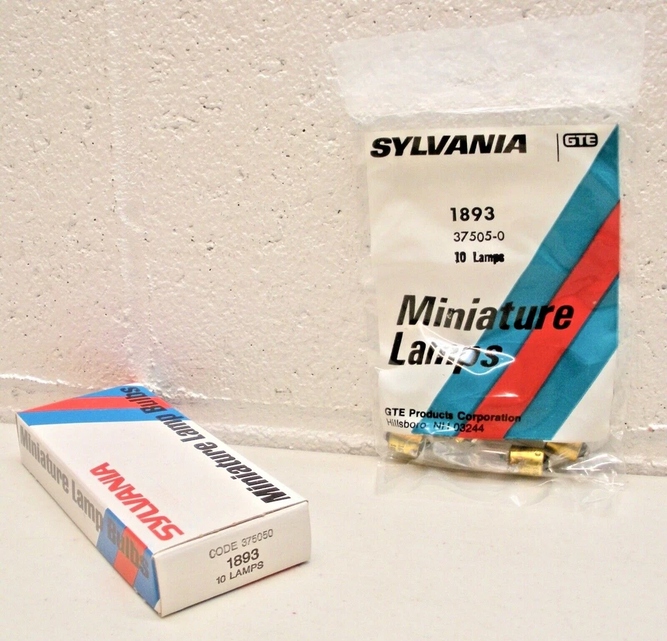 1893 Sylvania Miniature Light Lamp Bulb for Instrument panel & more - PACK OF 10 - Image 1 of 3