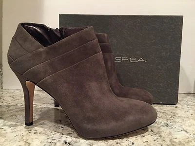 Via Spiga Jovi Elegantes Botines Gamuza Tacón Cremallera Gris 10 M $225 Nuevos Foto 1 de 4