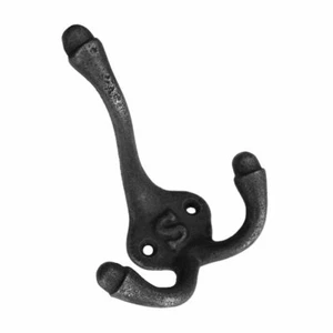 Cast Iron TRIPLE COAT & HAT HOOK with the Letter S, Antique Iron + - Picture 1 of 1