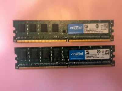 4GB (2 x 2GB) Crucial CT25664AA80.C16FH DDR2 800 desktop DIMMS, PC2-6400U memory - Image 1 of 2