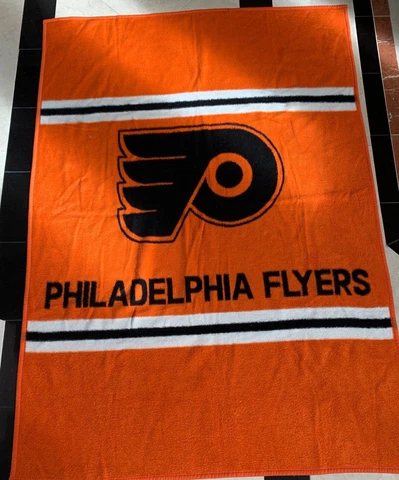 Biederlack NHL Philadelphia Flyers Blanket Plush Throw VTG Hockey Blanket 78x56" Cover